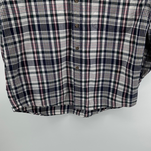VTG Western Rugged Streetwear Izod Navy/White Plaid Button Down FlannelShirt SzM - Picture 6 of 12